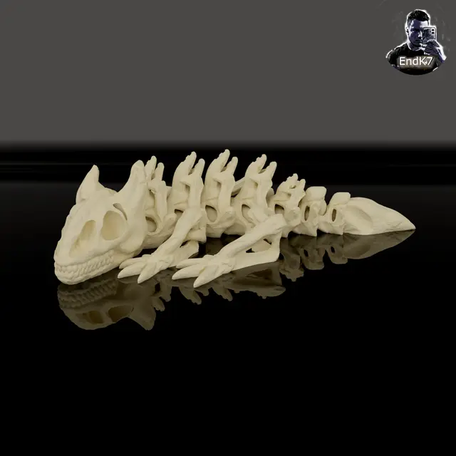 Skeleton Dragon Keychain - Articulated, Print in Place - No Supports — modelo 3D
