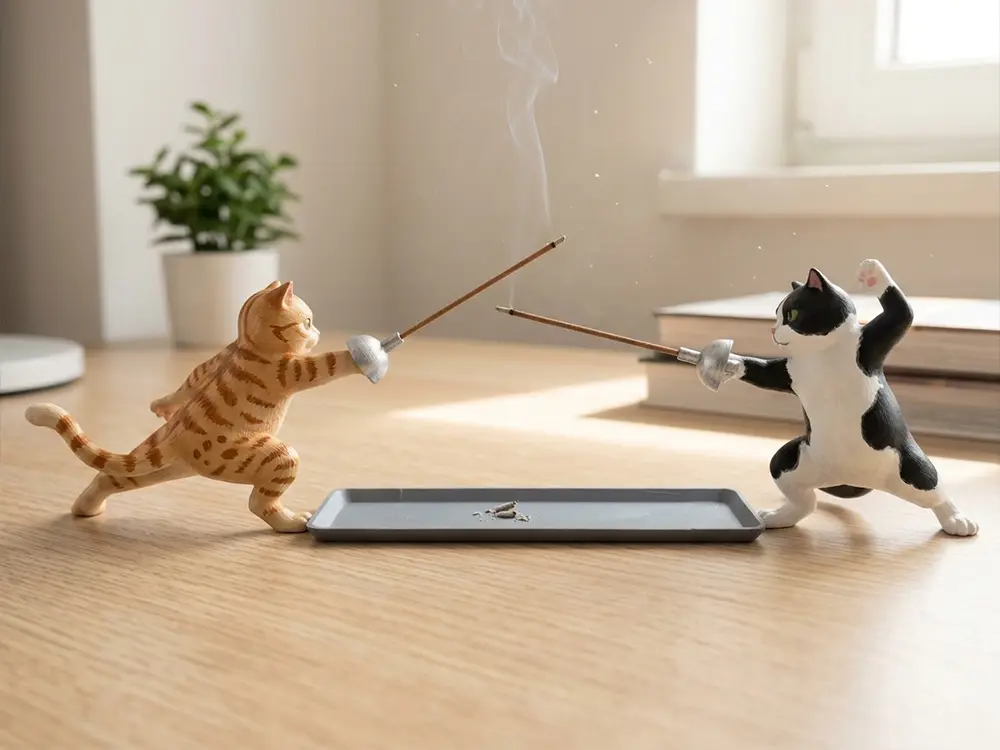 击剑猫咪 香插 摆件 — modelo 3D