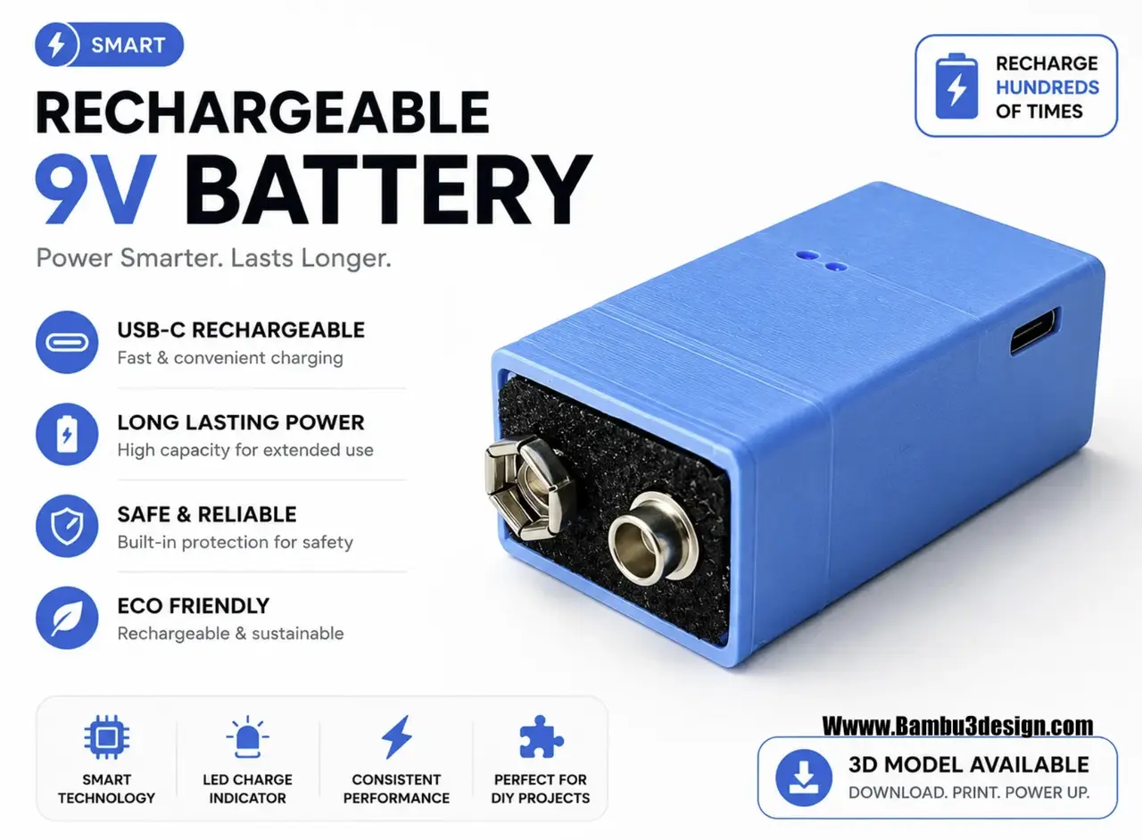 Smart Rechargeable 9V Battery — modelo 3D