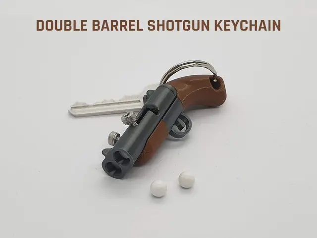 Double Barrel Shotgun Keychain — modelo 3D