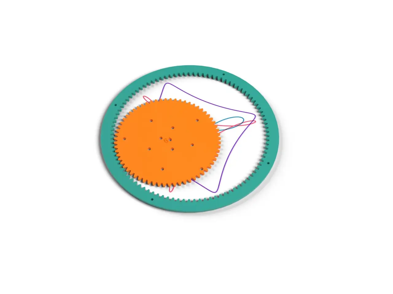 Spirograph Set - Toothed Ring, Rack and Five Gears with Pen Holes, Draw Spirals (OpenSCAD) — modelo 3D