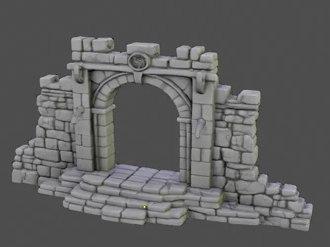 DND Wargame Wall Portal with steps (NOSupport) FDM Easy to print terrain — modelo 3D