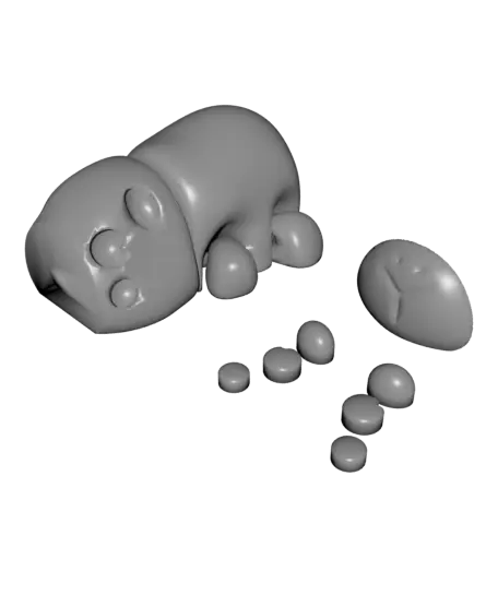 Flexi Capybara Keychain (Separated Parts) — modelo 3D