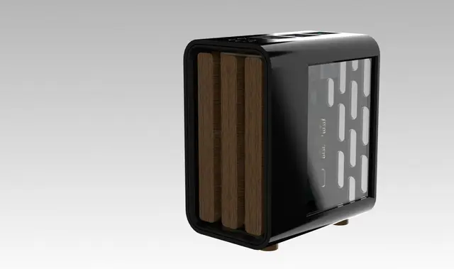 Tiny PC raspberry Pi 5 case with wooden front — modelo 3D