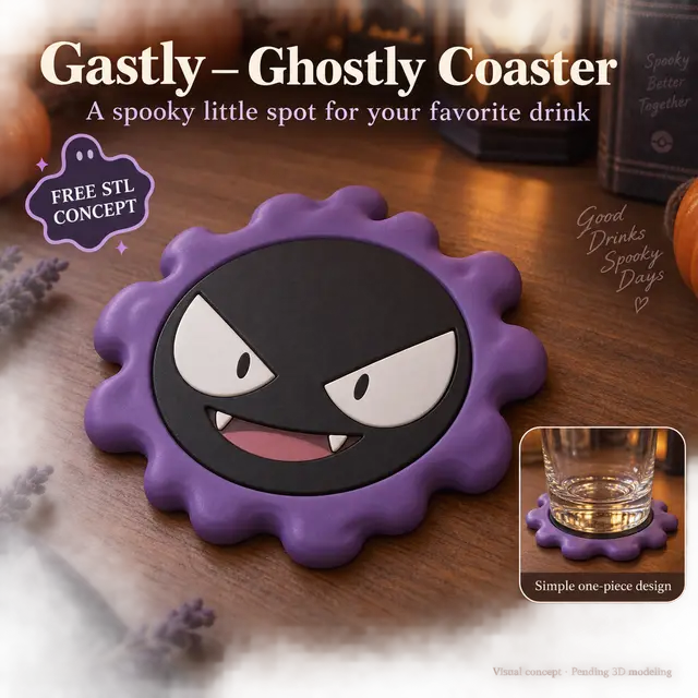 Gastly — Ghostly Coaster | Free Pokémon STL — modelo 3D