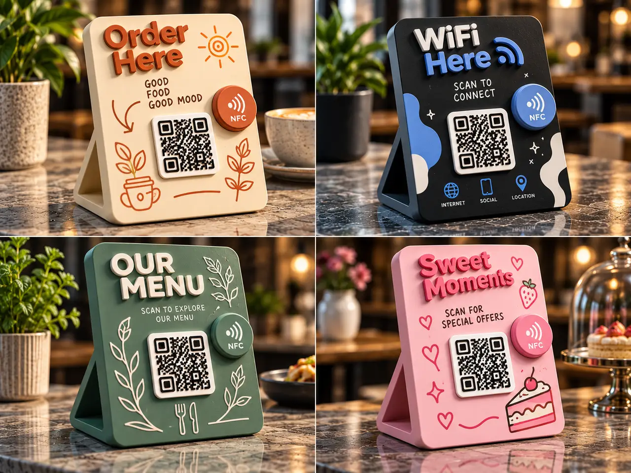 Customizable QR & NFC Display Stand — modelo 3D