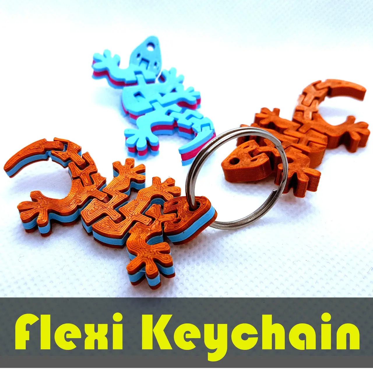 Flexi Articulated Keychain - Gecko Dual Color — modelo 3D