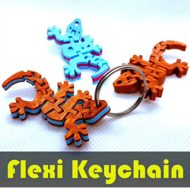 Flexi Articulated Keychain - Gecko Dual Color — modelo 3D