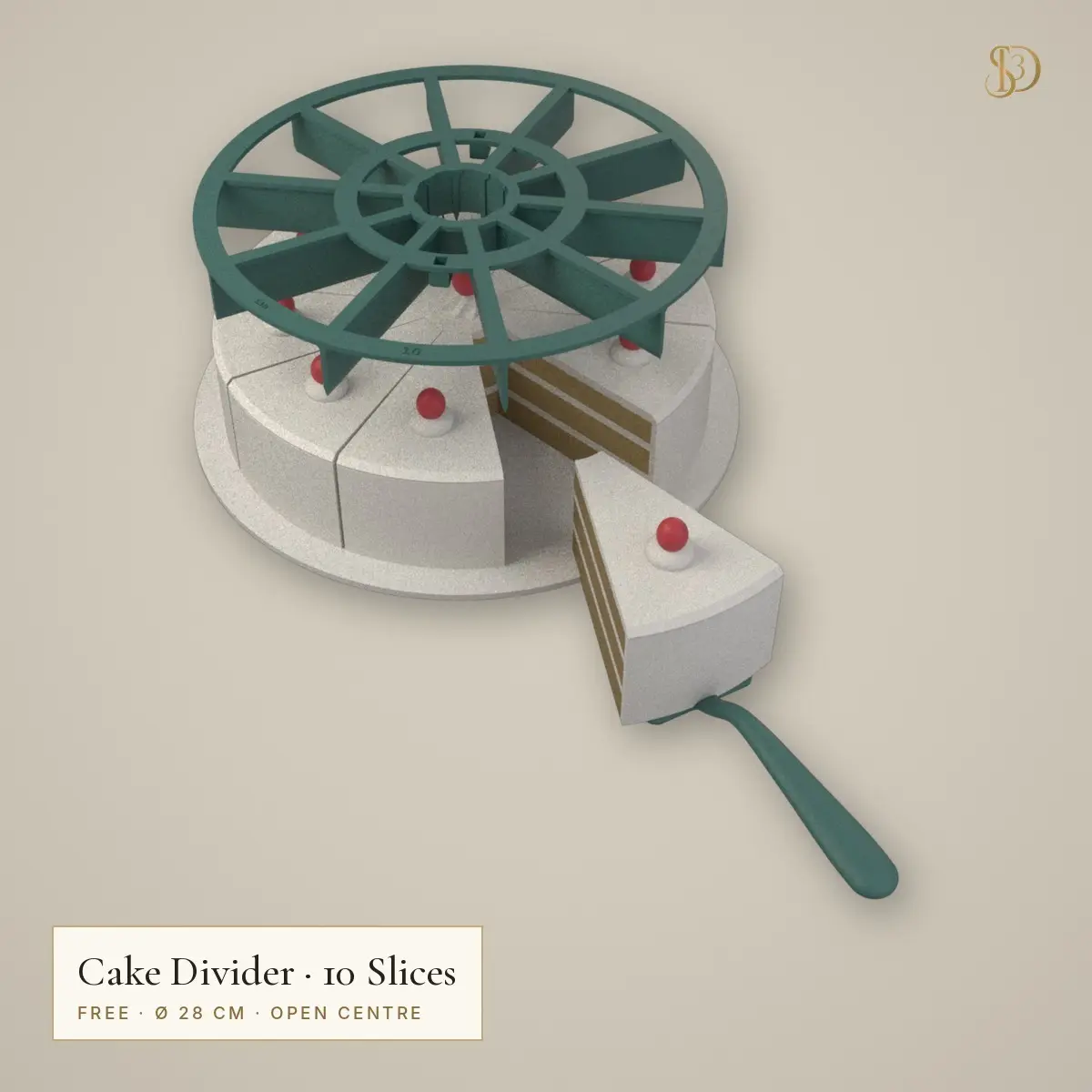Cake Divider 10 Slices – Free Cake Slice Marker and Cutting Guide for Ø 28 cm Cakes — modelo 3D