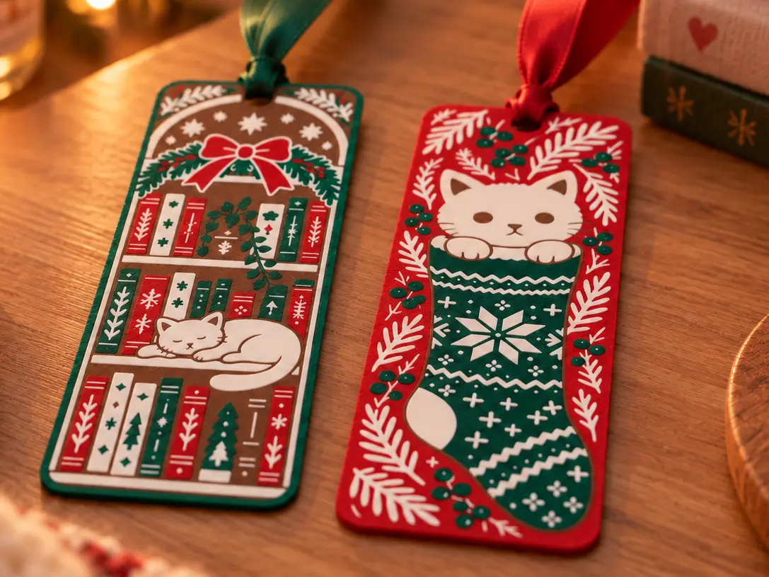 Christmas Cat Bookmarks - Cozy Holiday Set — modelo 3D