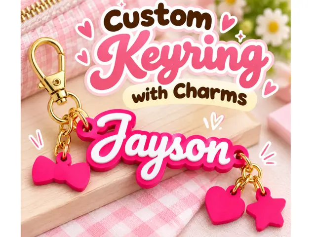 Parametric Customizable Name Keychain Charm — modelo 3D