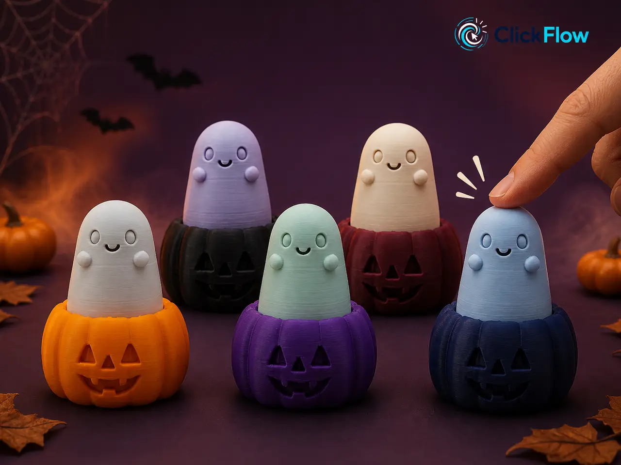 Ghost Pumpkin Clicker | Halloween Desk Fidget — modelo 3D