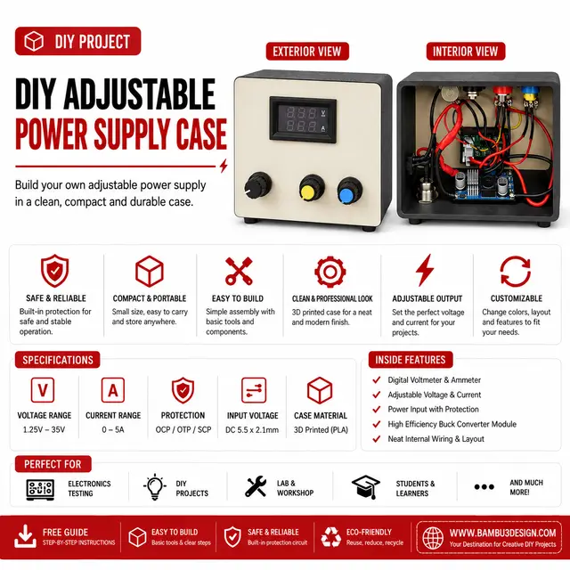DIY Adjustable Power Supply Case — modelo 3D