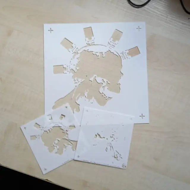 Cyber Skull spray paint stencil — modelo 3D