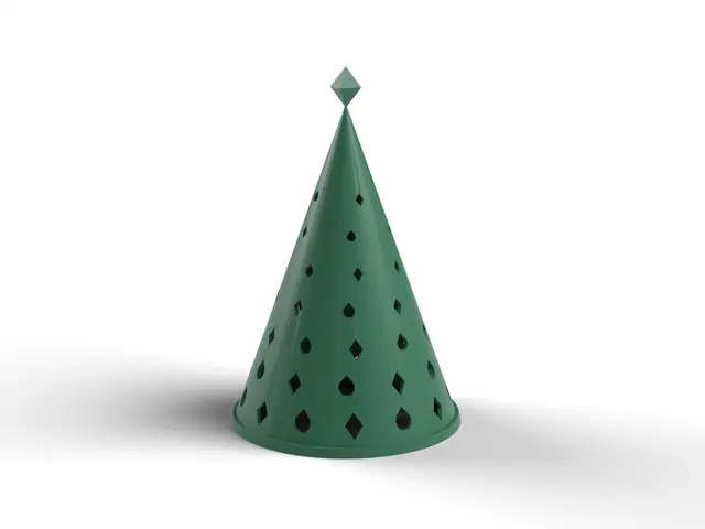 Christmas Tree Lantern - LED Tea Light Holder with Star, No Supports (OpenSCAD) — modelo 3D