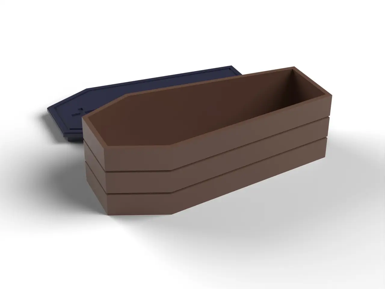 Coffin Trinket Box - Halloween Box with Plank Grooves and an R.I.P. Lid (OpenSCAD) — modelo 3D