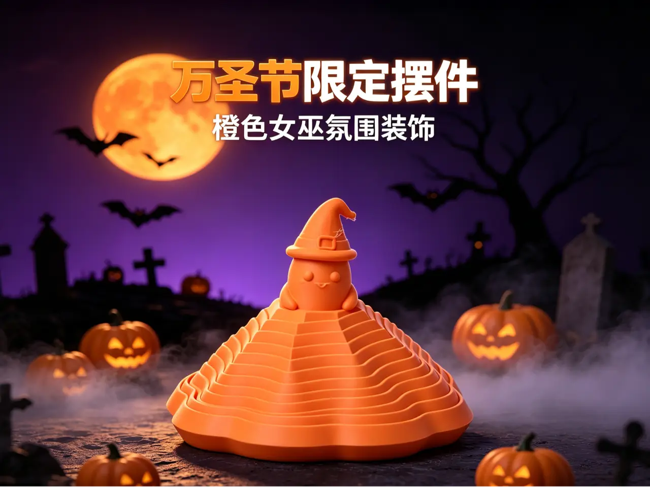 万圣节女巫旋转萝卜塔 — modelo 3D