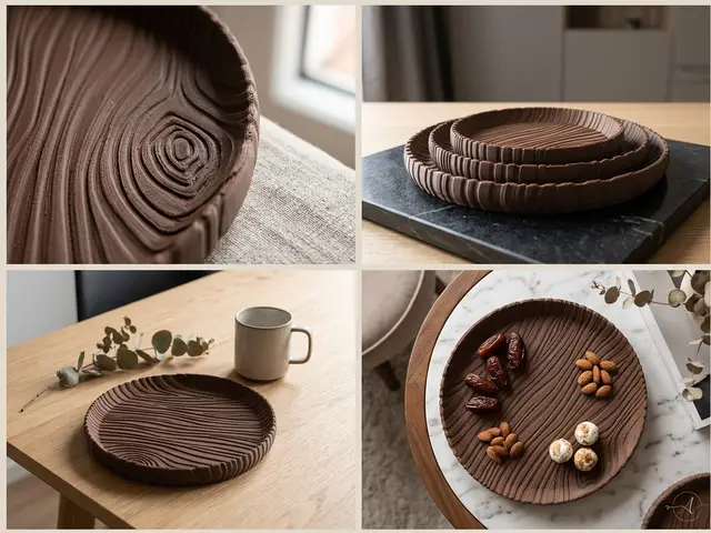 Organic Wood Grain Round Tray Set — modelo 3D