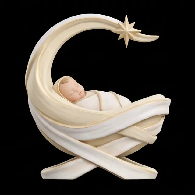 Baby Jesus in Manger Nativity Figurine - Holy Night Christmas Decor STL — modelo 3D