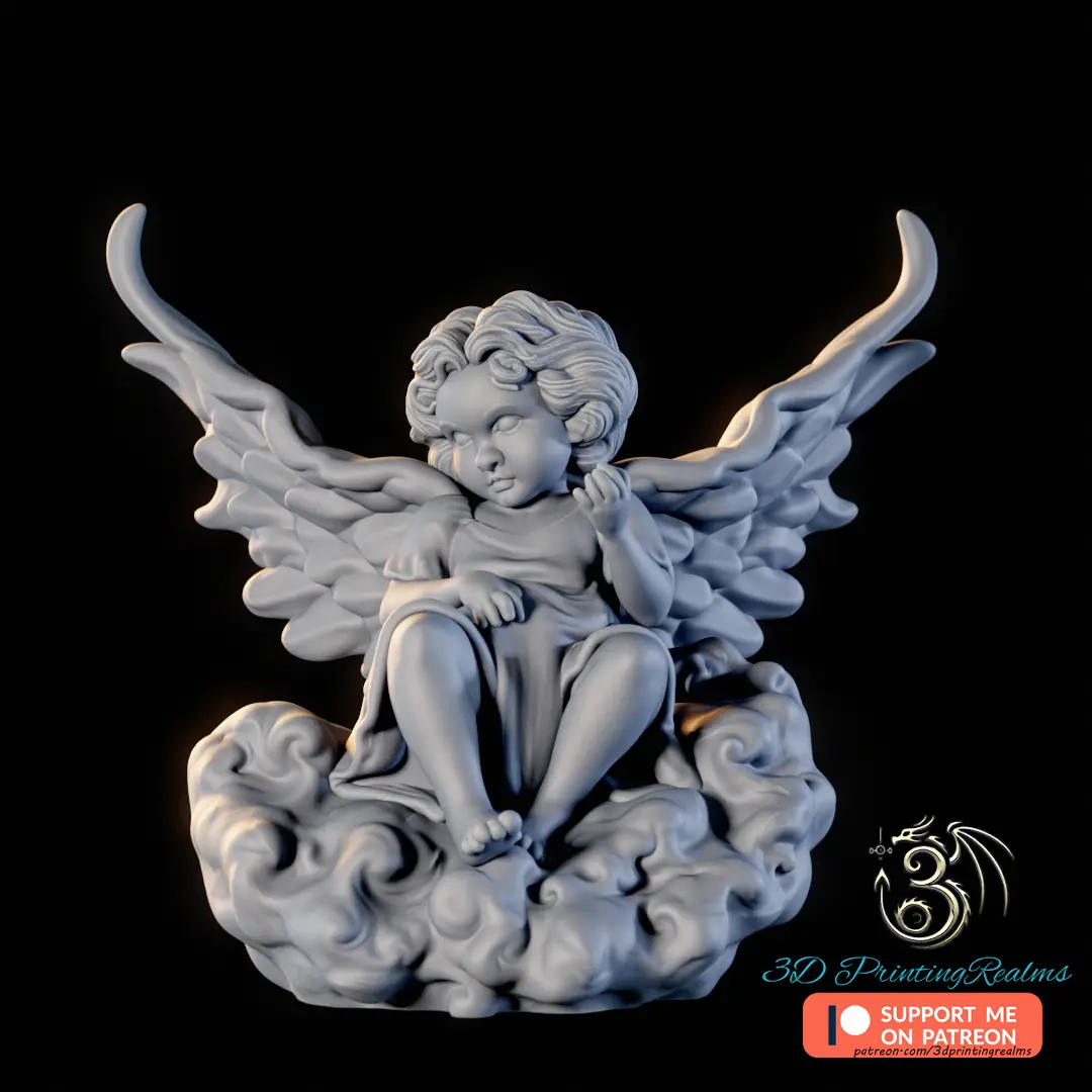 Cupid sitting on clouds — modelo 3D