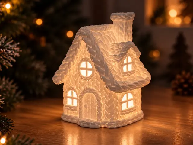 Knitted Christmas Cottage Lantern Cozy Winter — modelo 3D