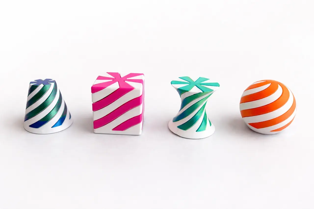 Interlocking Spiral Fidget Toy Collection - Square, Cone, Hourglass, Ball — modelo 3D