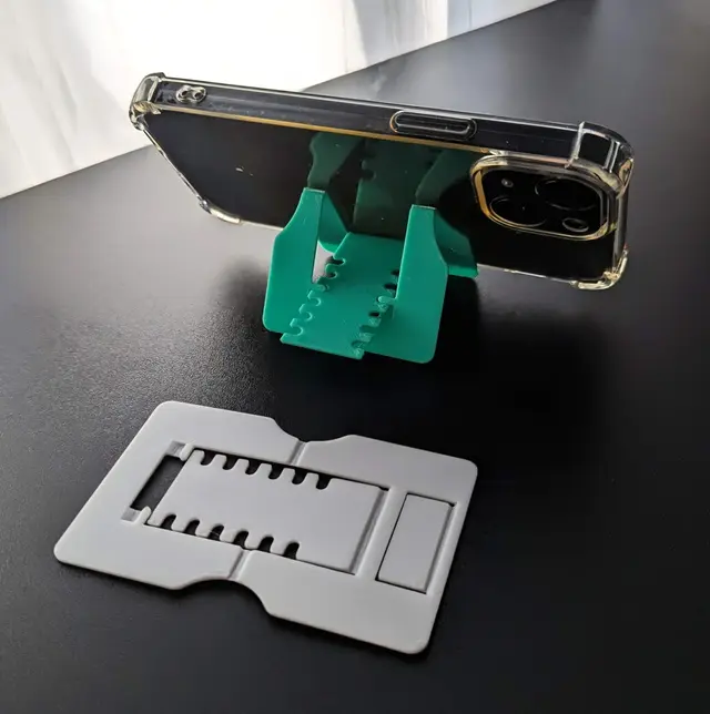 Ultra-thin credit-card sized phone stand (print-in-place). Only 5g of filament! — modelo 3D