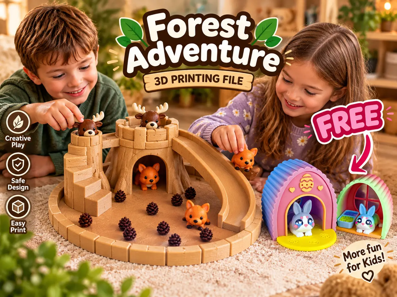 Forest Adventure Playset - Moose, Fox & Tree Stump — modelo 3D