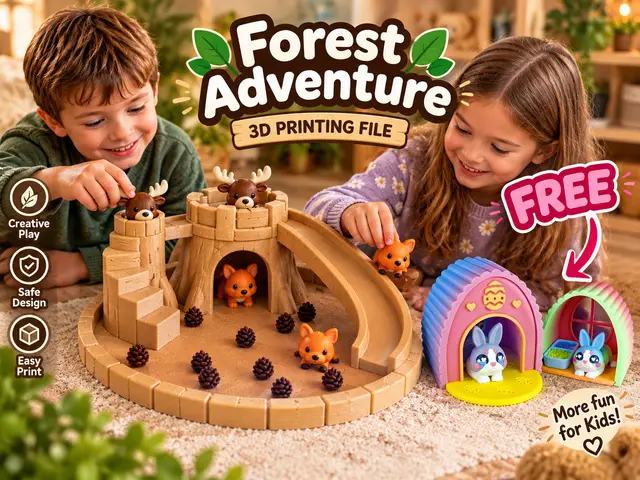 Forest Adventure Playset - Moose, Fox & Tree Stump — modelo 3D