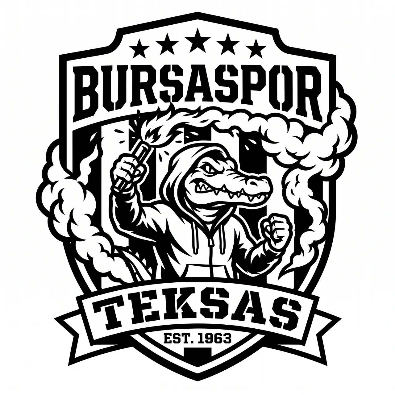 Bursaspor Teksas Hooligan Crocodile Ultras Crest 2D Wall Art STL — modelo 3D