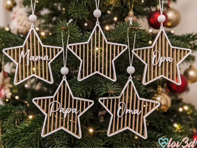 Nordic Slat Star Ornaments - Family & Blank — modelo 3D