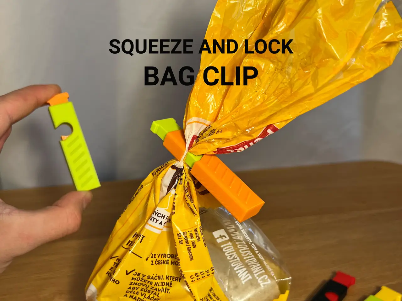 Squeeze-to-Lock Bag Clip — modelo 3D