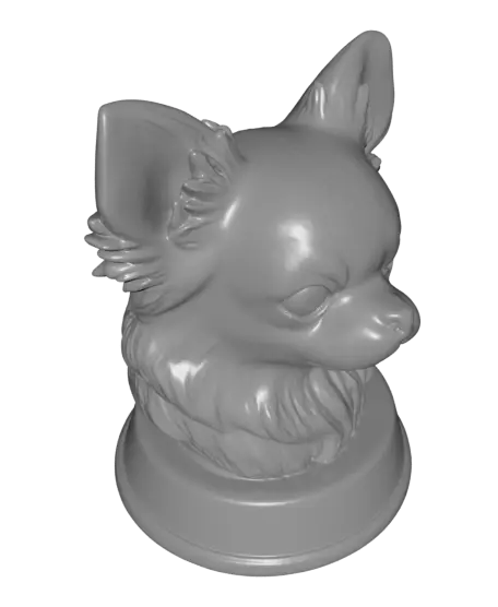 FREE - Long-haired Chihuahua Dog Bust - Dog Statue - 3D Printable STL 3MF - Pet Memorial — modelo 3D