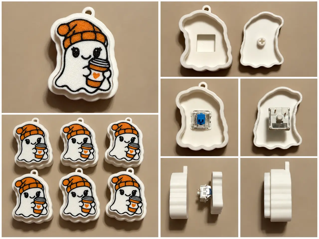 Coffee Drinking Ghost Keychain Clicker — modelo 3D