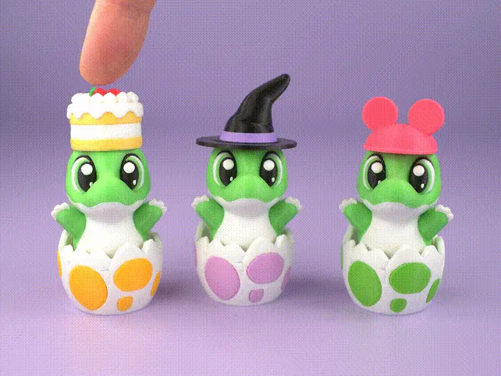 Baby Dino Clicker – Interchangeable Hats — modelo 3D
