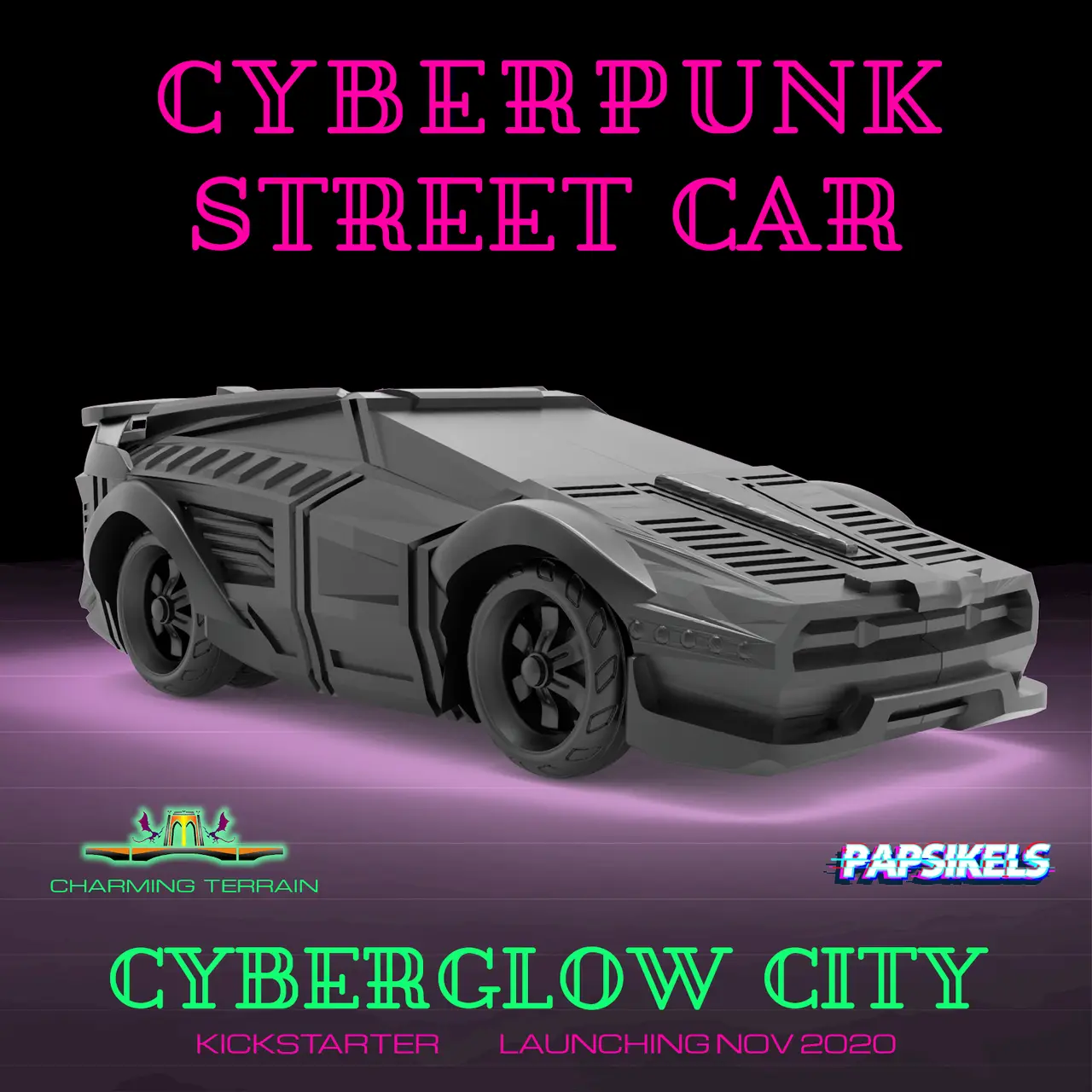 CyberGlow City Cyberpunk Street Car — modelo 3D