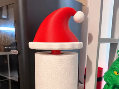 Santa Hat Paper Towel Holder Christmas Design — modelo 3D