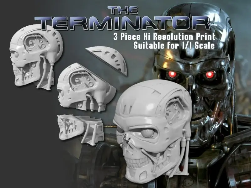 T-800 Single and 3 Piece High Detail Head — modelo 3D