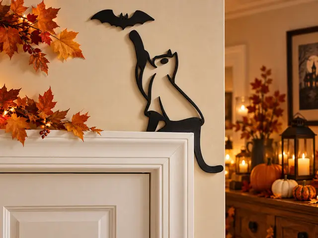 Halloween Cat & Bat Door Frame Wall Art – Spooky Wall Decoration — modelo 3D