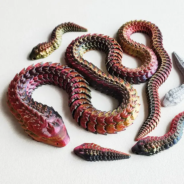 Ultra Articulated snake - new design from small keychain up to the Elegoo Giga Storm version!!! — modelo 3D