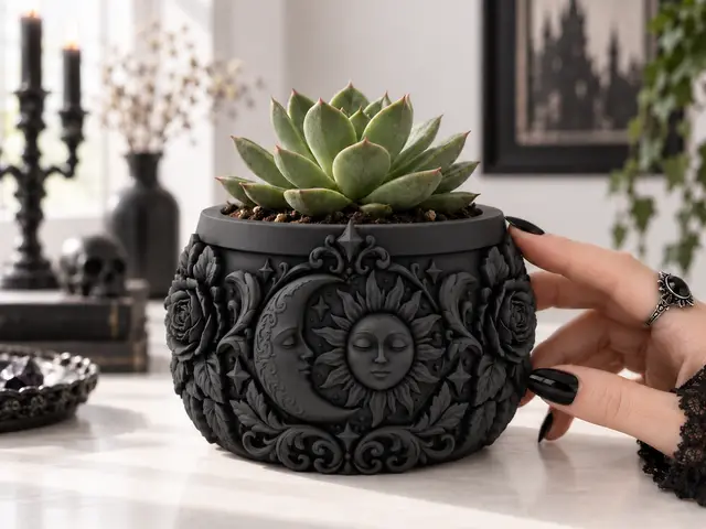 Goth Sun Moon Rose Celestial Succulent Planter — modelo 3D