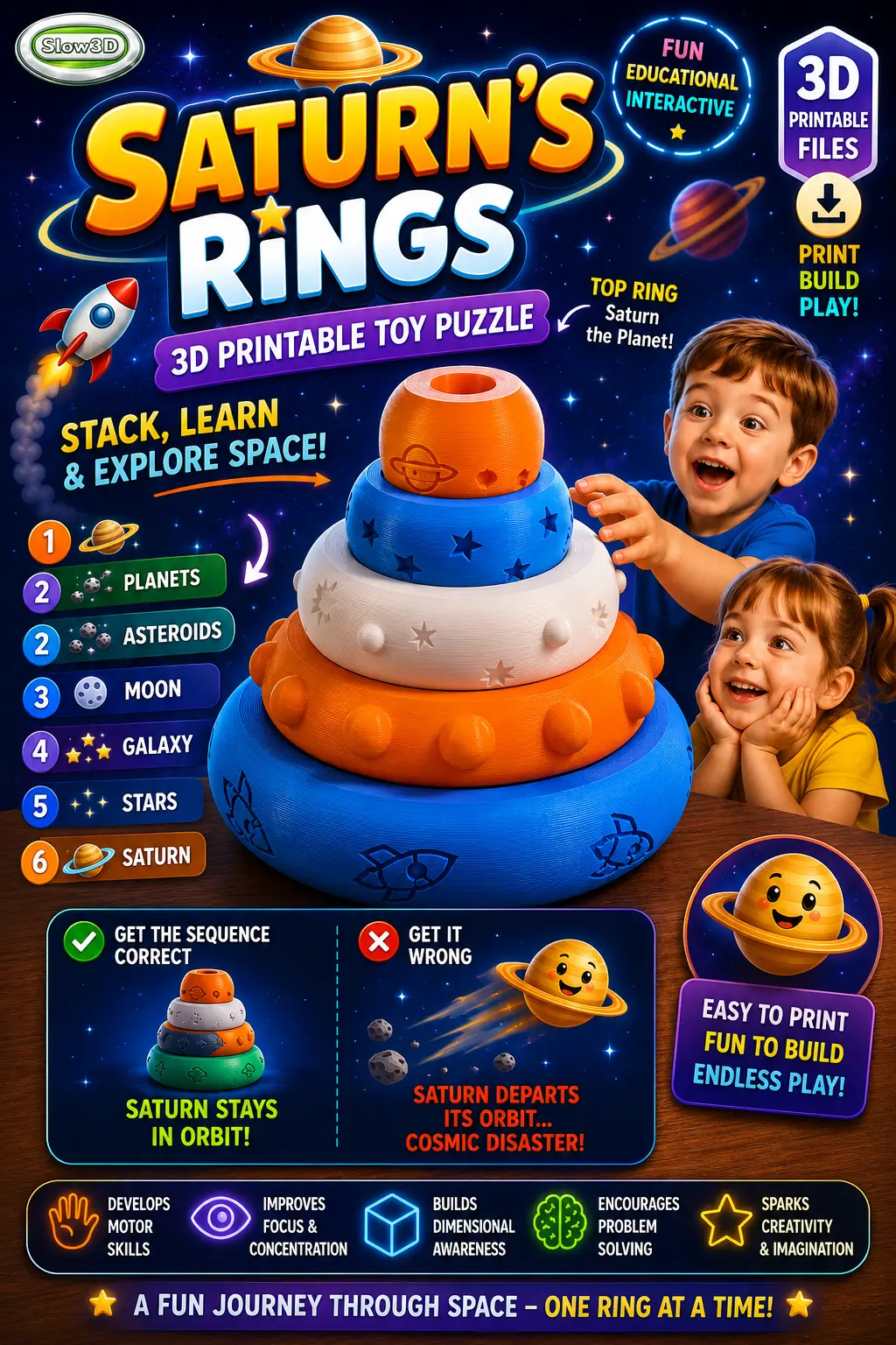 S3D Saturn's Rings Toy Puzzle for Young Minds — modelo 3D