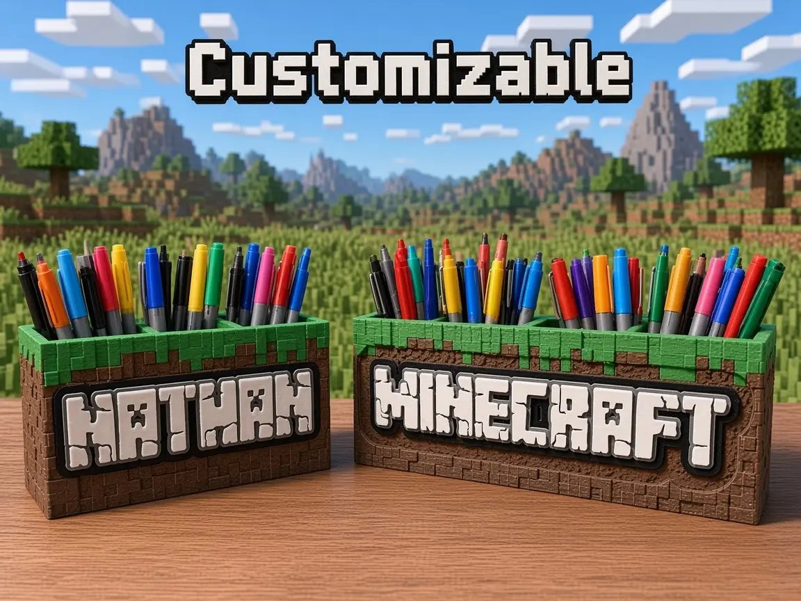 Customizable Minecraft Pen Holder — modelo 3D