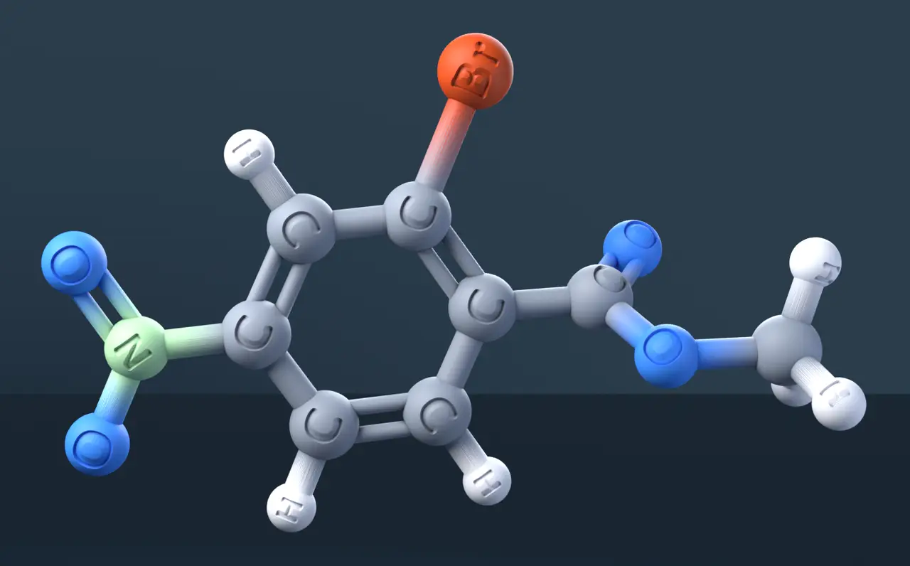 Methyl 2-Bromo-4-nitrobenzoate 3D Molecular Model — CAS 100959-22-6 — modelo 3D