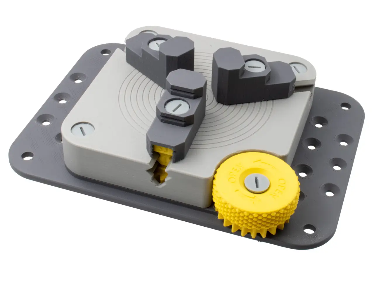 Bench Mountable 4-Jaw / 3-Jaw / 2-Jaw Vise with Swappable Jaws - 100% Printable! — modelo 3D