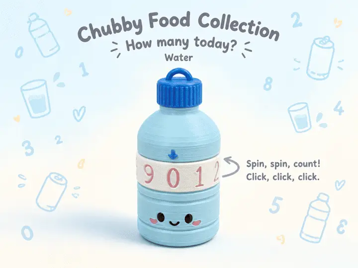 Chubby Water Bottle - Fidget & Drink Counter — modelo 3D