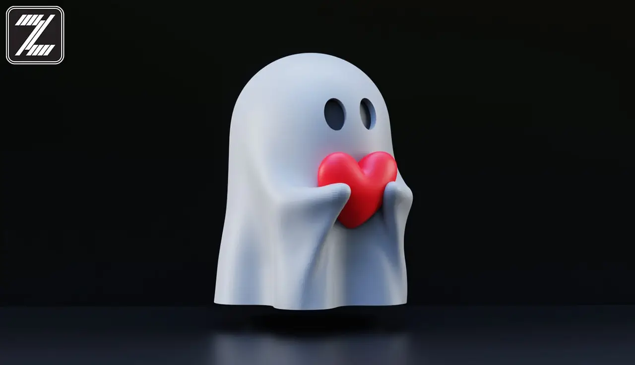 Halloween heart ghost — modelo 3D