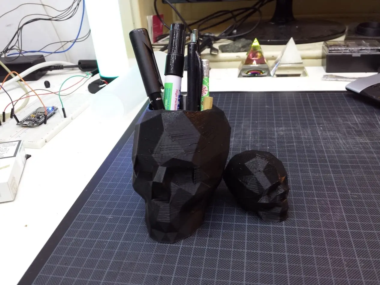Skull lowpoly pen holder — modelo 3D