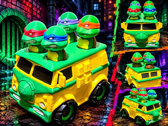 Retro Turtle Van: Click & Ridez TMNT — modelo 3D