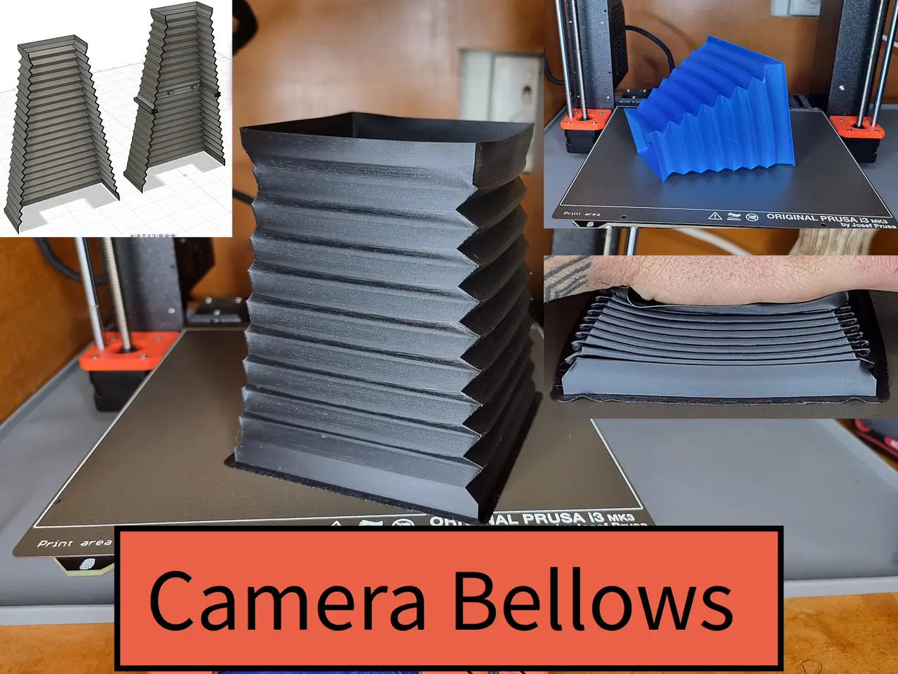 Camera Bellows - Collapsible & Customizable - TPU Vase Mode - F3d Files included — modelo 3D